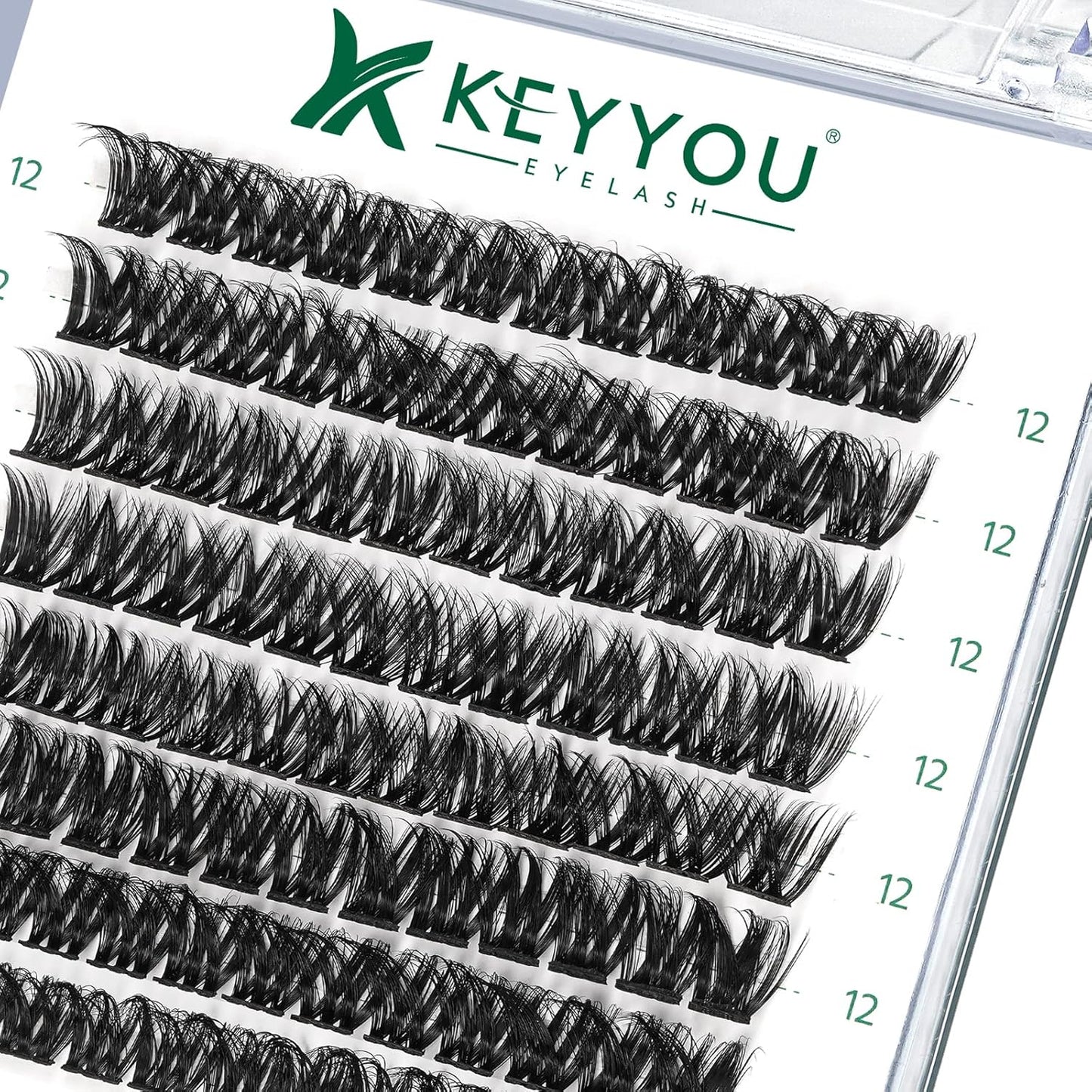 Lash Clusters,96 Pcs Cluster Lashes Y07 D Curl 12mm DIY Lash Extensions Eyelash Clusters,KEYYOU Volume Wispy Individual Lashes Soft&Comfortable Easy DIY at Home(Y07,D-12mm)