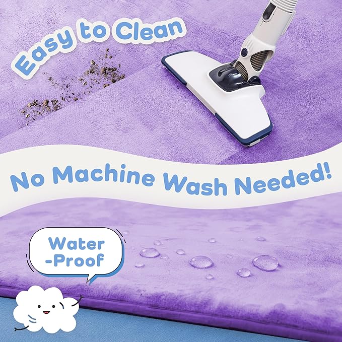 1.3" Thick Baby Floor Play Mat 50x50, Basic Padded Foam Mat for Tummy Time Crawling, Non Slip Cushioned for Babies Toddlers Infants Kids (Violet)