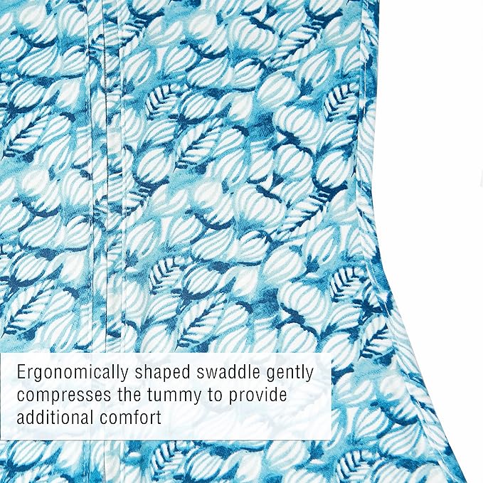 Woombie Original Baby Swaddling Blanket - Self-Soothing, Cotton Baby Swaddle with Zipper - Wearable Newborn Blanket, Blue Lanterns, 14-19 lbs